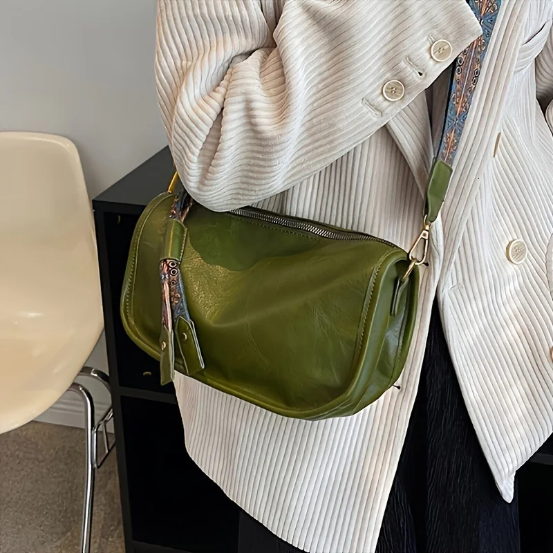 Graphic Pattern Zipper Crossbody Bag Stylish Shoulder Bag Wide Strap Large Capacity Daily Wallet 250410