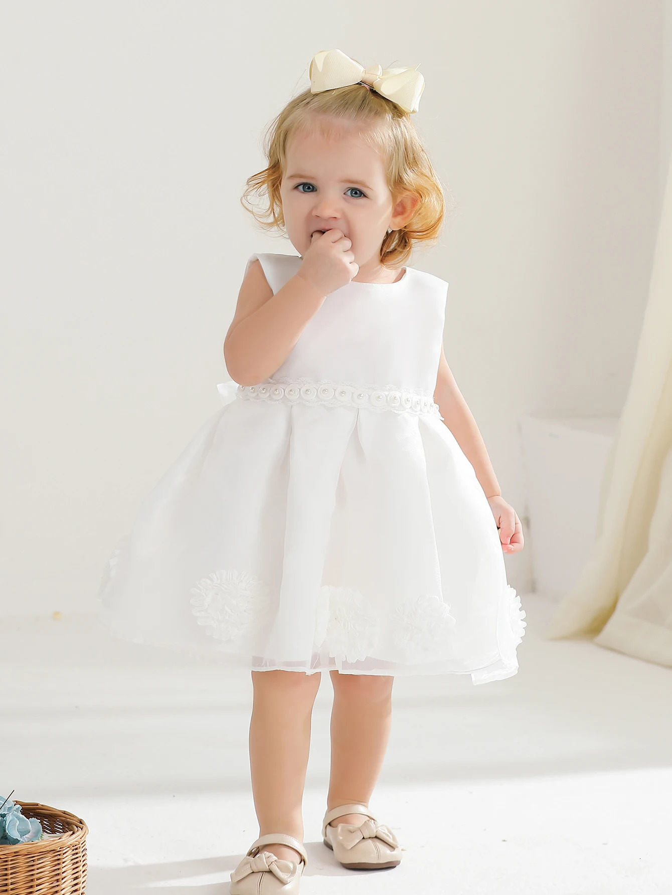 Baptism Dress with Hat born Girls Princess Birthday Party White Baby Dresses Fancy Frock Tutu Dress for Christening 250415