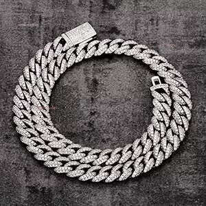 10mm silica full set necklace, pure sier S Cuban chain, best-selg hip-hop style