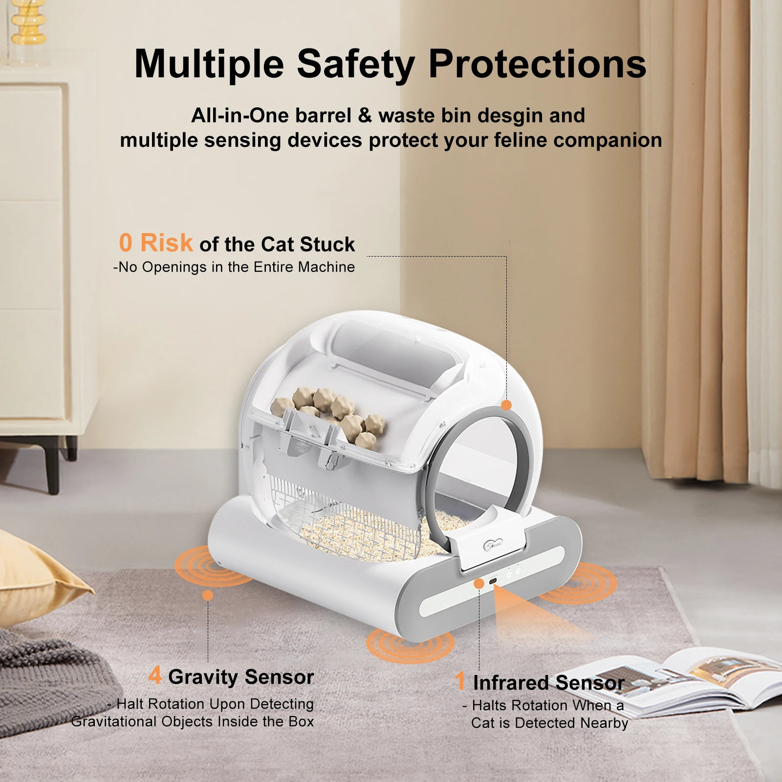 DOEL Automatic Cat Litter Box Self Cleaning with App Control Cat Litter Mat Smart Cat Toilet for Multiple Large Cats 250414