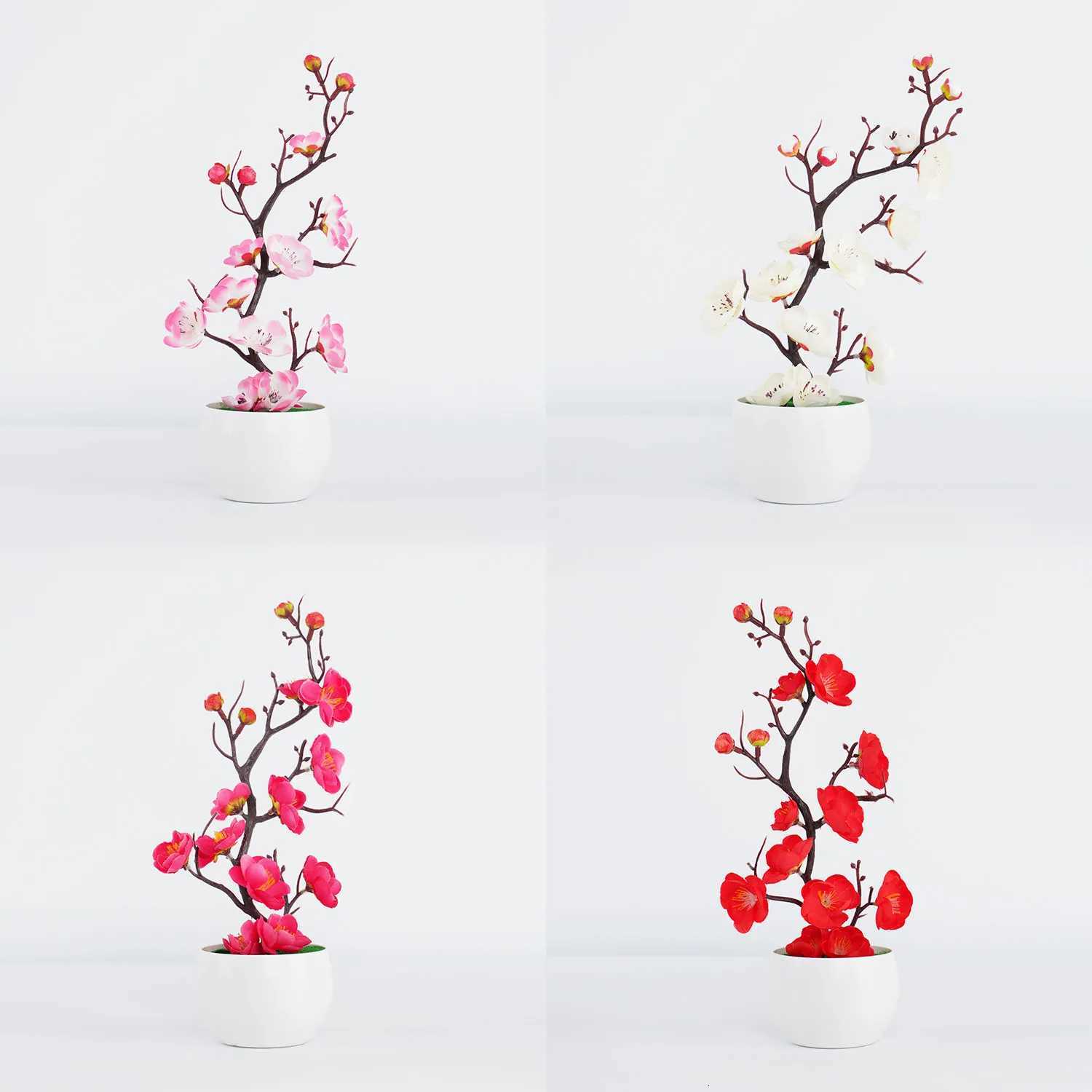 30cm Artificial flower cherry spring plum blossom peach potting silk flower tree flower bud for wedding party decorationnM251115