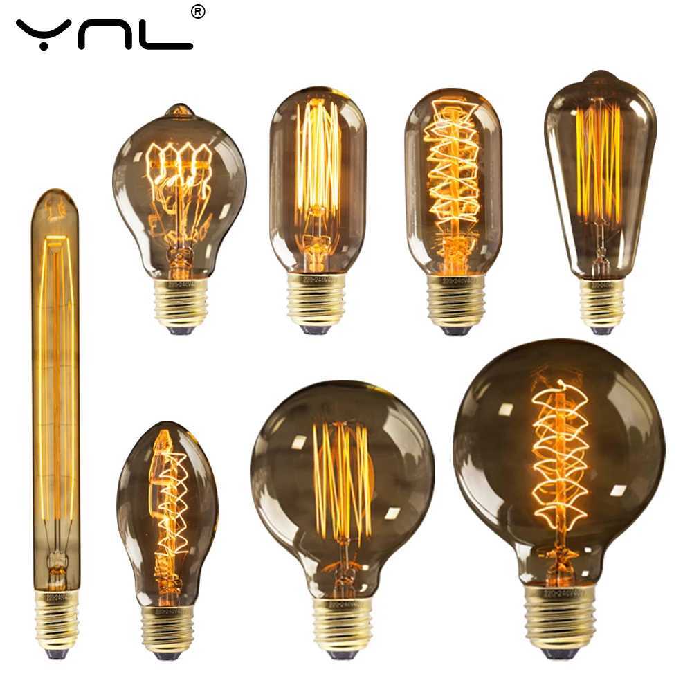 Retro Edison bulb E27, rated voltage 220V, 40 watts, ST64, G80, G95, G125, pointed type retro Edison bulb, incandescent bulb, home decoration item C25