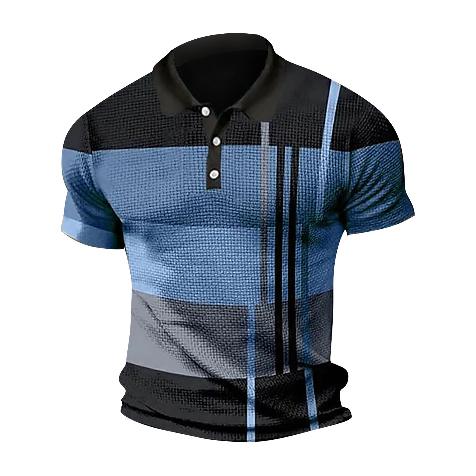 2025 Summer Fashion Printed Mens Polo Shirt Short Sleeve Color blocked Zipper T-shirt Top