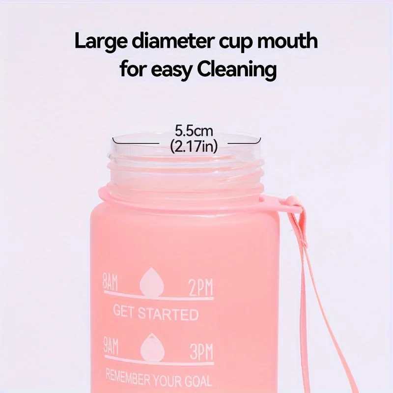 900ml Sports water Bottle High Temperature Resistant Graduated Straw Cup Rainbow Frosted Progressive Color Water Cup Plastic CupW251114