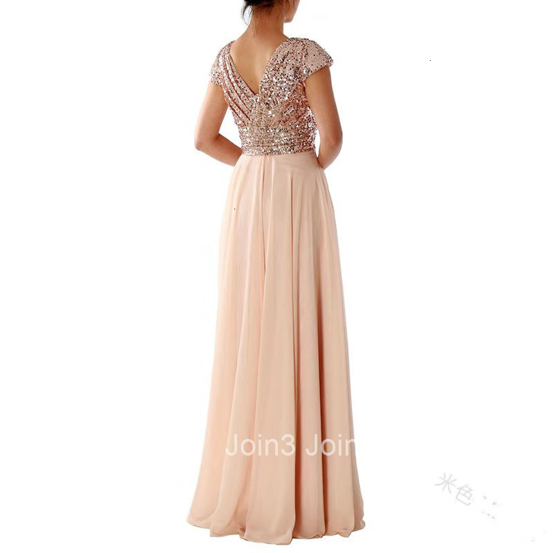 2025 New Spring/summer Womens Sleeveless Dress V-neck Sequin Temperament Chiffon Patchwork Evening Gown