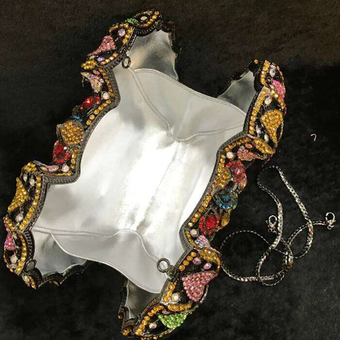 gold Crystal Diamond Evening Bag multi colour Metal Hard Case Minaudiere Handbag Purse Wedding Party Clutch wallet messenger bag