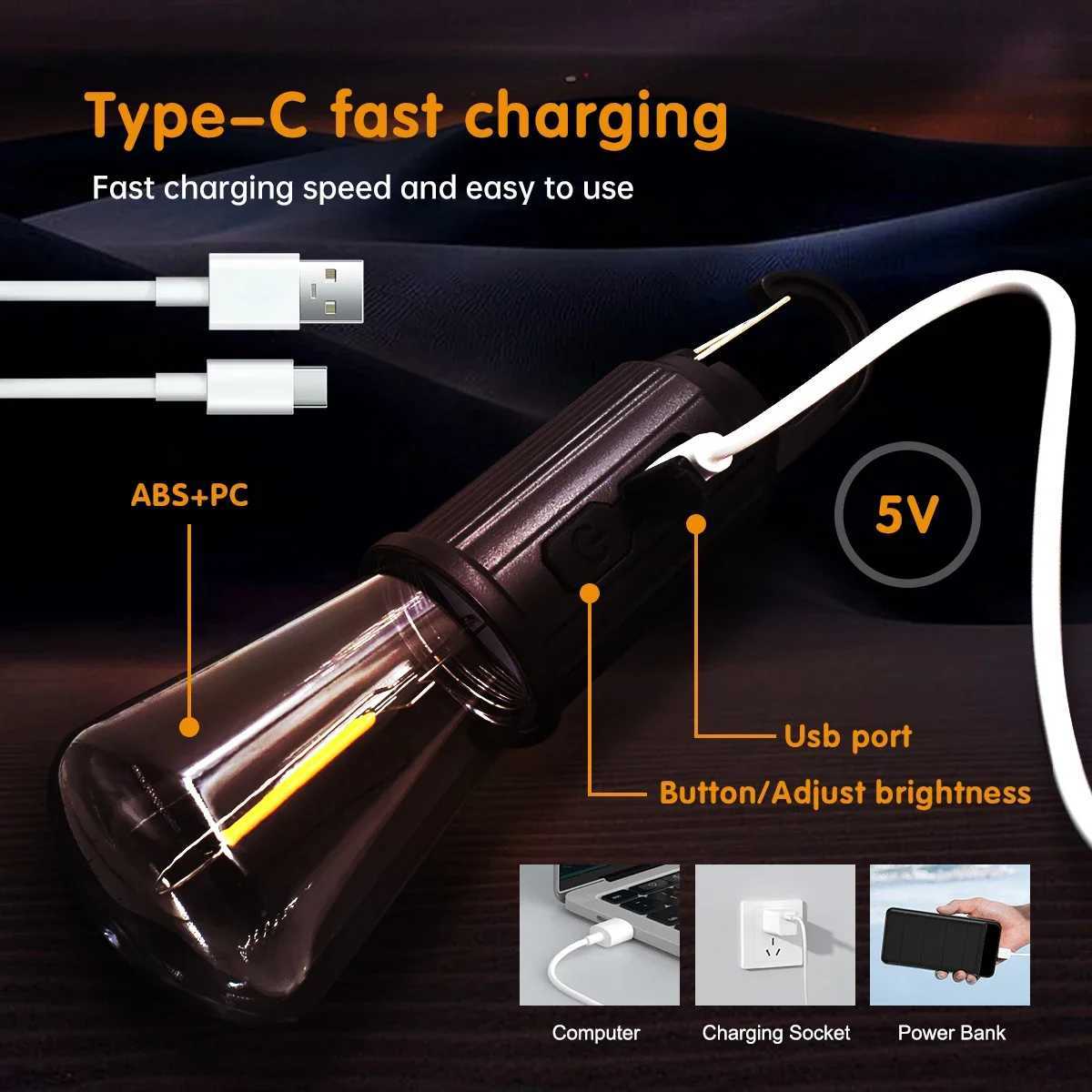 Outdoor USB Rechargeable LED Lamp Bulbs With Hook Bright Emergency Light Hook Up Camping Fishing Portable Lantern Night Lights M251115