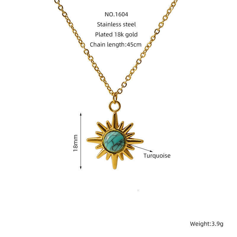 Turquoise necklace, women's titanium steel, niche, light , high-end feeg, collarbone chain, fashionable and versatile accessory