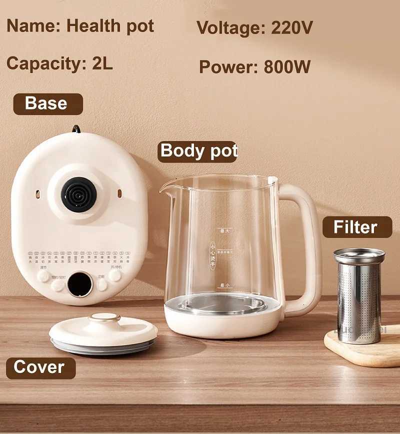 2L Health Kettle Temperature Control Glass Flower teapot Home Electric Kettle Appointment Stew Boil Kettle Multi-function 220V Y251114