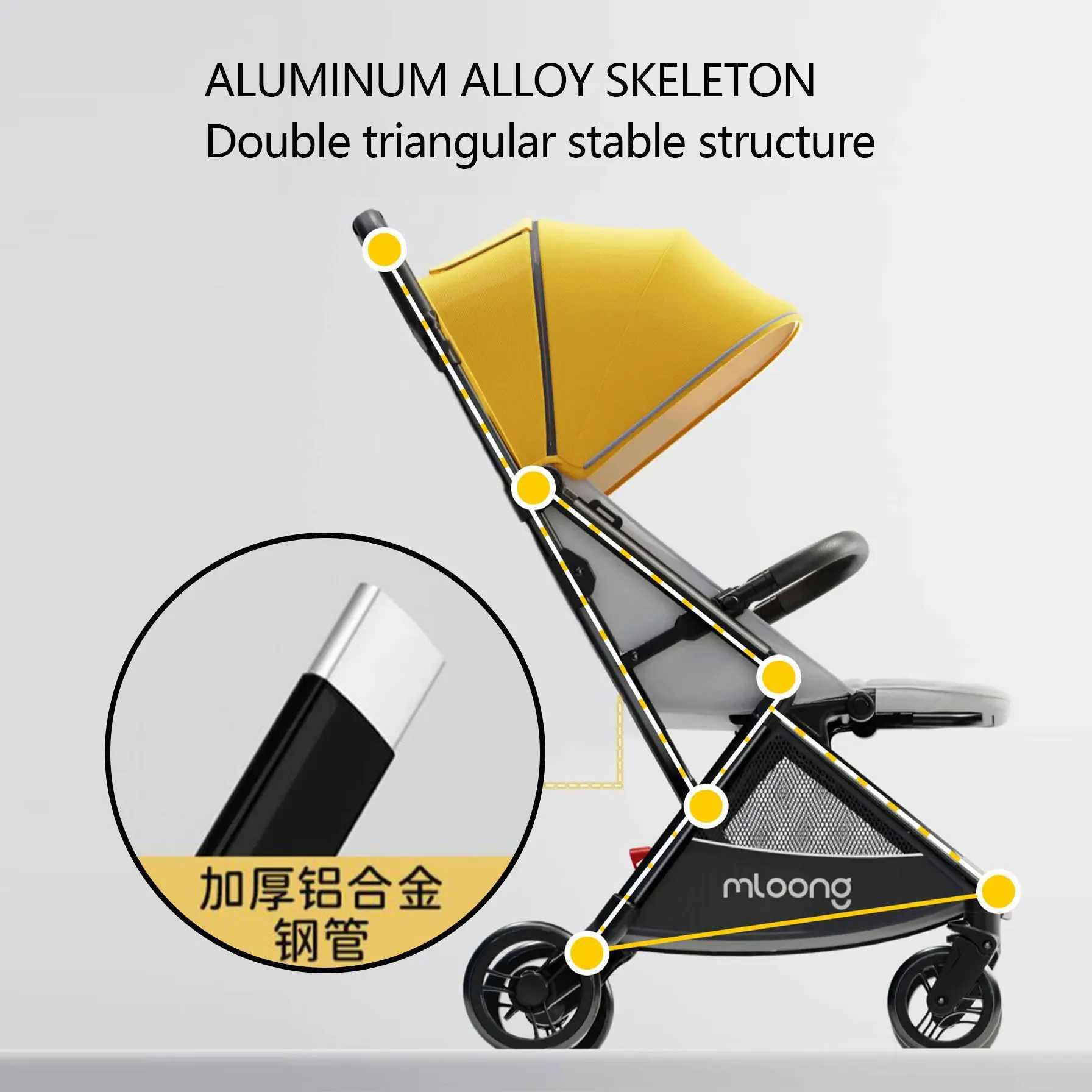 New automatic folding baby stroller lightweight foldable baby stroller can be explored through adjustable ceiling X250415