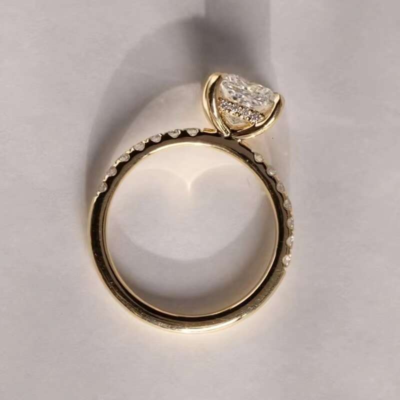 Custom 2CT 3CT Princess Cut Moissanite with Halo 18K Solid Gold Rings Wedding Engagement Women Jewelry