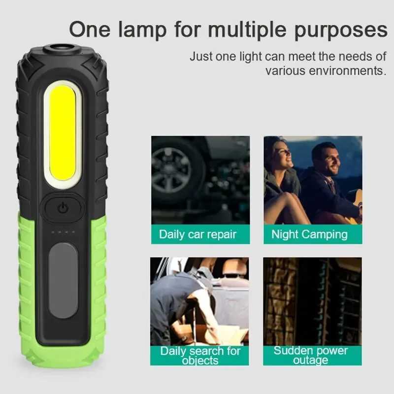 USB Rechargeable Flashlight Waterproof COB Torch Working Light Portable Powerful Lanterns For Outdoor Repair Home Camping Hiking M251115