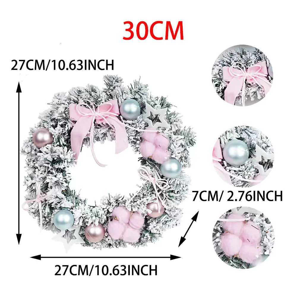 30/40cm Pink Snowflake Wreaths Holiday Decorations Wreaths Christmas Wreaths Hanging Ornaments Christmas Atmosphere DecorationM251115