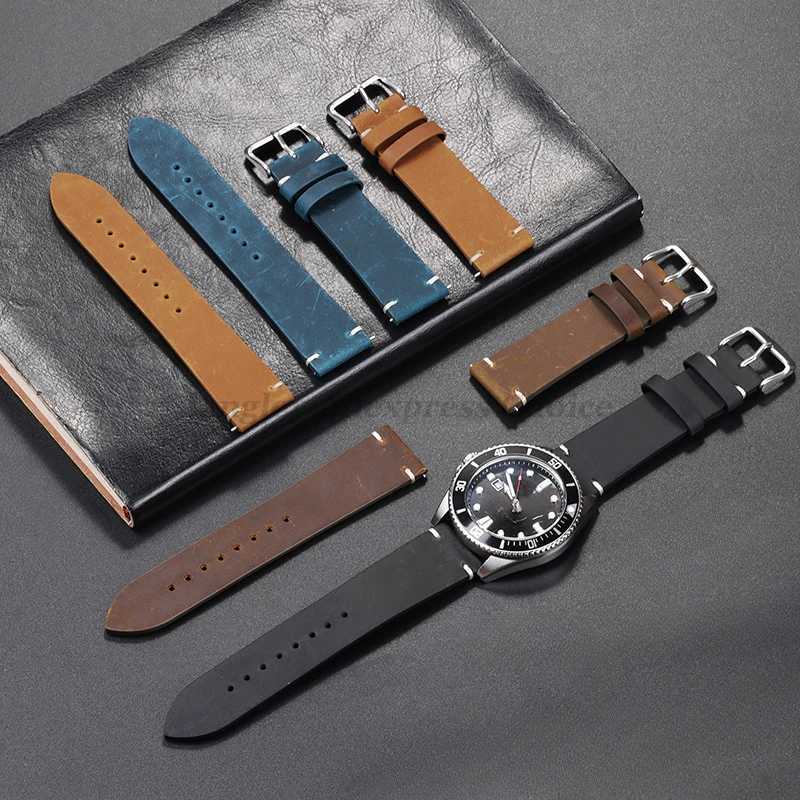 Calfskin Leather Bracelet for Omega for Seiko Watch Band 18mm 20mm 21mm 22mm 24mm Strap Dark Brown for Casio for Rolex Wristband W251114