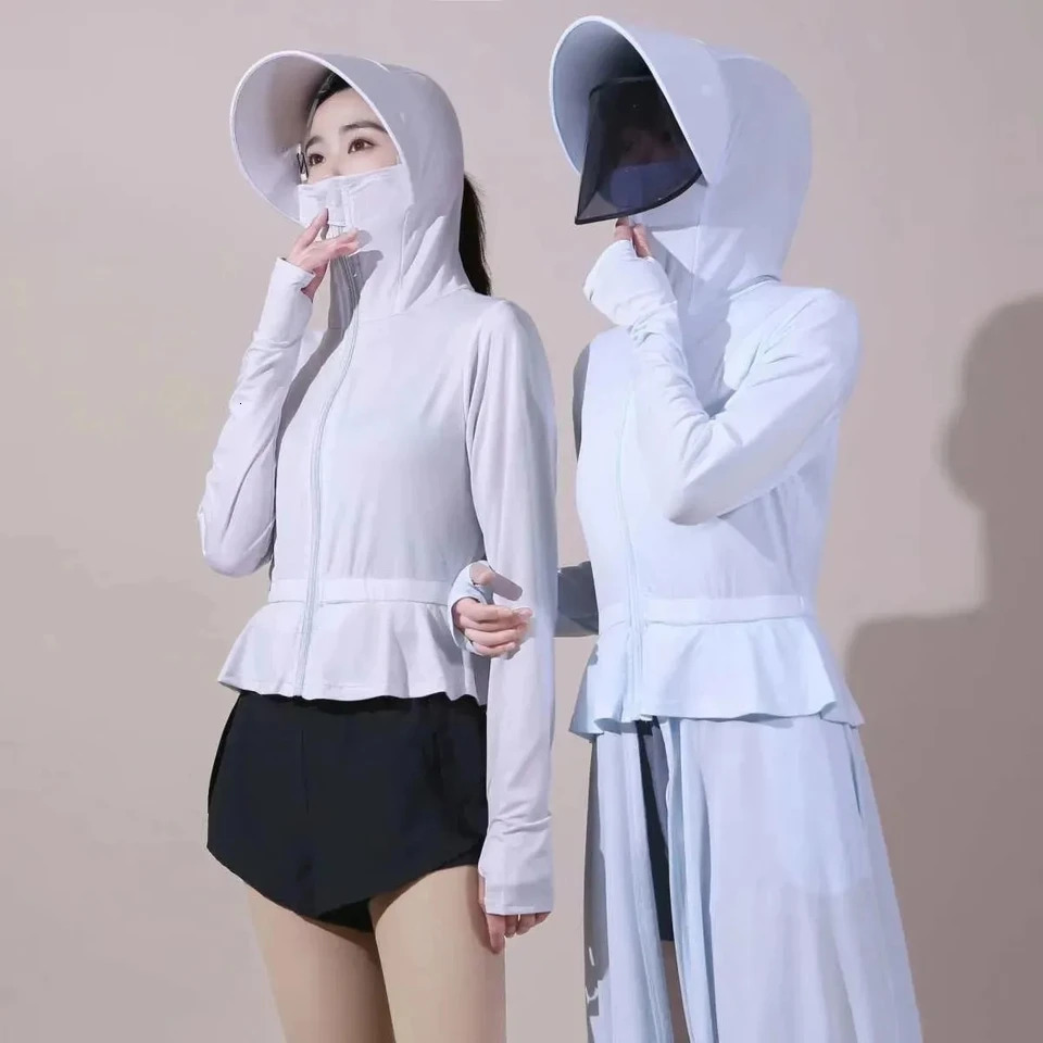 Sun Protection Clothing For Women Summer Long Full Body Sunscreen Jacket Outdoor Anti-UV Resistant Cycling Bike Coat Sets 2PCS 250415
