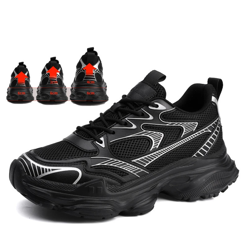 Fashion White Sneakers Hidden Heels Heightening Walking Work Shoes For Men 4/6/8CM Summer Casual Sports Breathable Taller Shoes 251114 - view 6
