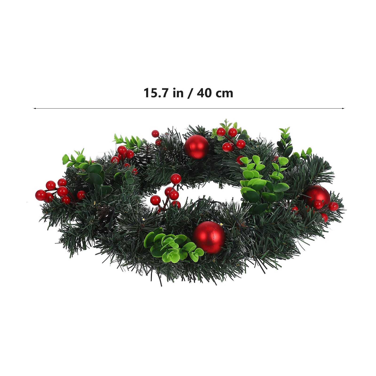 Christmas Decorative Wreath Christmas Wreath With Lights Artificial Red Berry Pine Cone Wreath For Front Door Wall Holiday DecorM251115