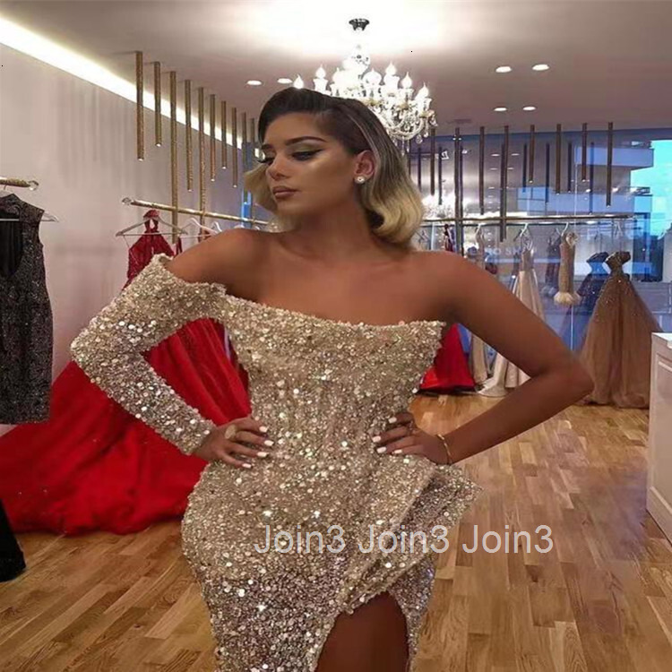 2025 Spring/summer New Womens Dress Sexy One Shoulder Floor Draping Glitter Banquet Evening Dress