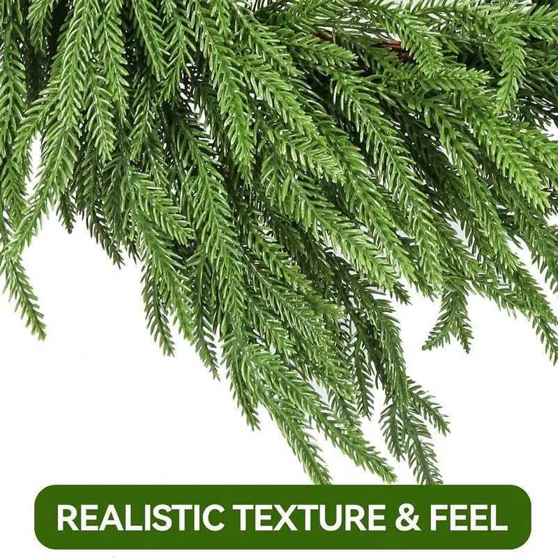 Christmas Artificial Pine Wreath Greenery Norfolk Garland Faux Green Pine Picks Wreath for Front Door Outside Hanging ornamentsM251115