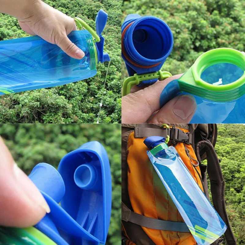 Foldable Soft Water Bag 700ml Reusable Portable Ultra-Light Water Bag Outdoor Sports Hiking Camping Cycling Folding Water BagW251114