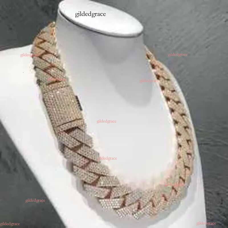 dia gold necklace 20mm Width 3 Row hop hip jewelry iced Out moissanite dias cuban k chain necklaces designer bracelet Free Shipping men