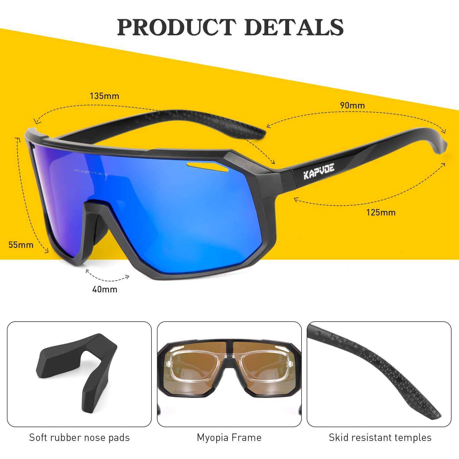 Kapvoy photochromic sunglasses MTB bicycle glasses UV400 mens outdoor sports running glasses road cycling goggles Y250414