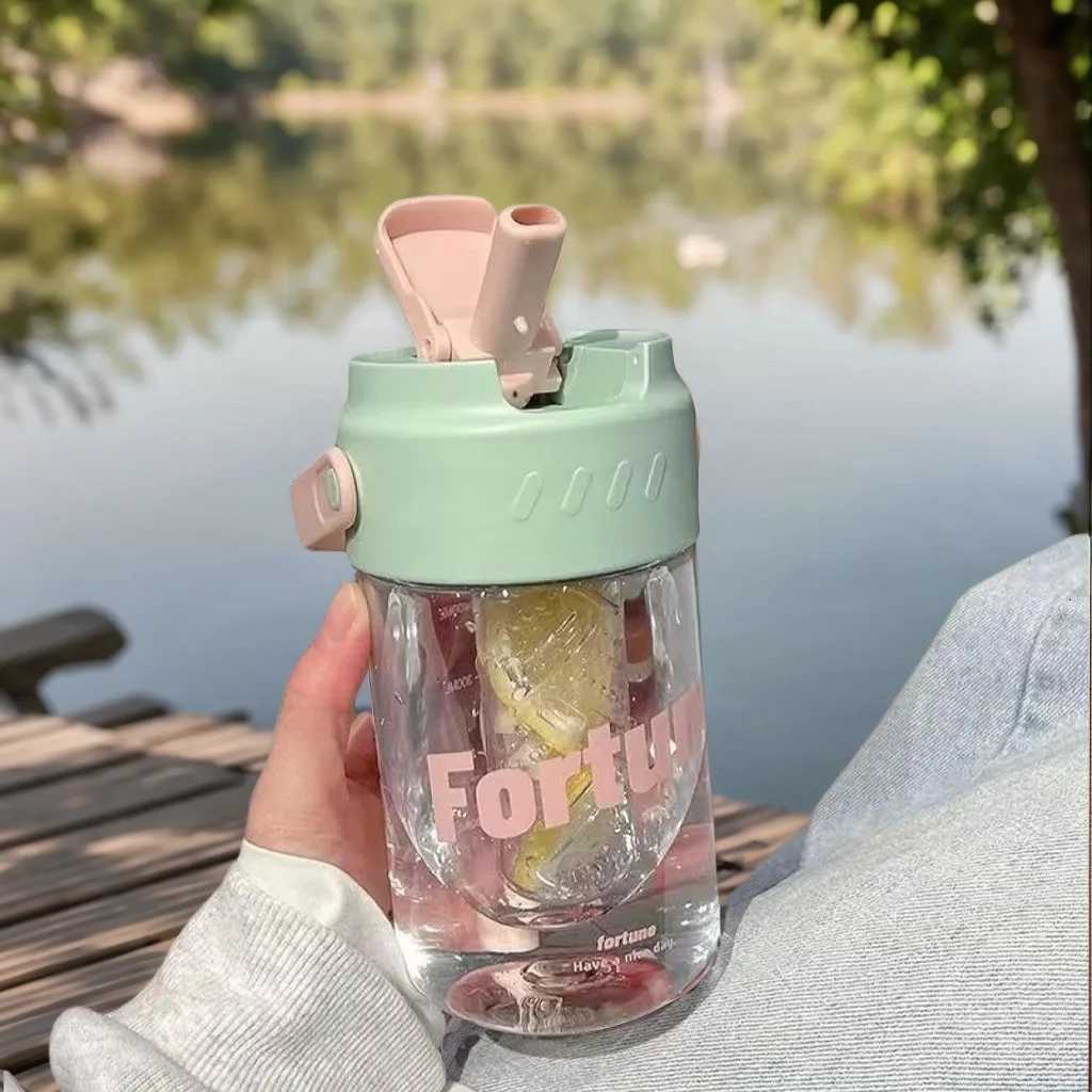 Water Cup With High Appearance 800ml Portable Coffee Straw Cup With Tea Compartment Cute CupW251114