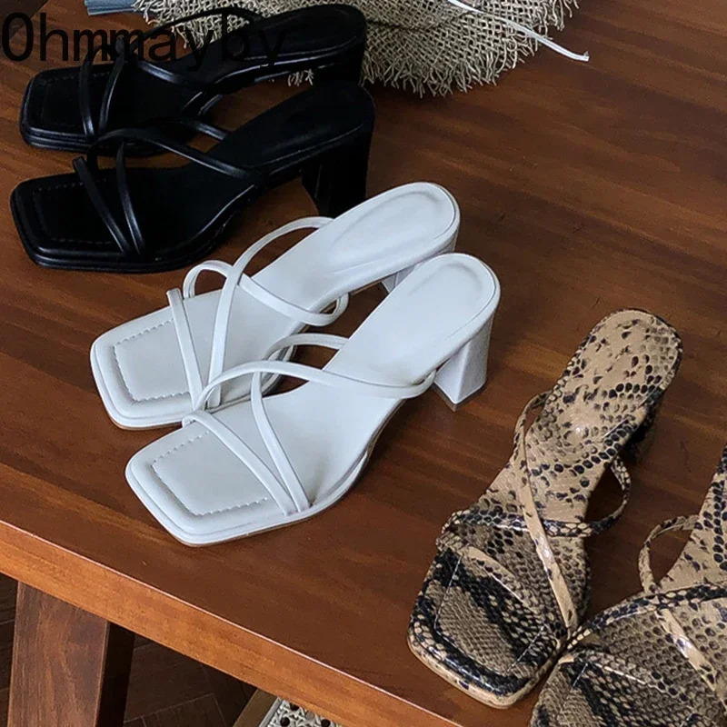 Summer Serpentine Womens Slide Fashion Elegant Narrowband Slide Shoes Womens Outdoor Party Dress High Heel Sandals 250411