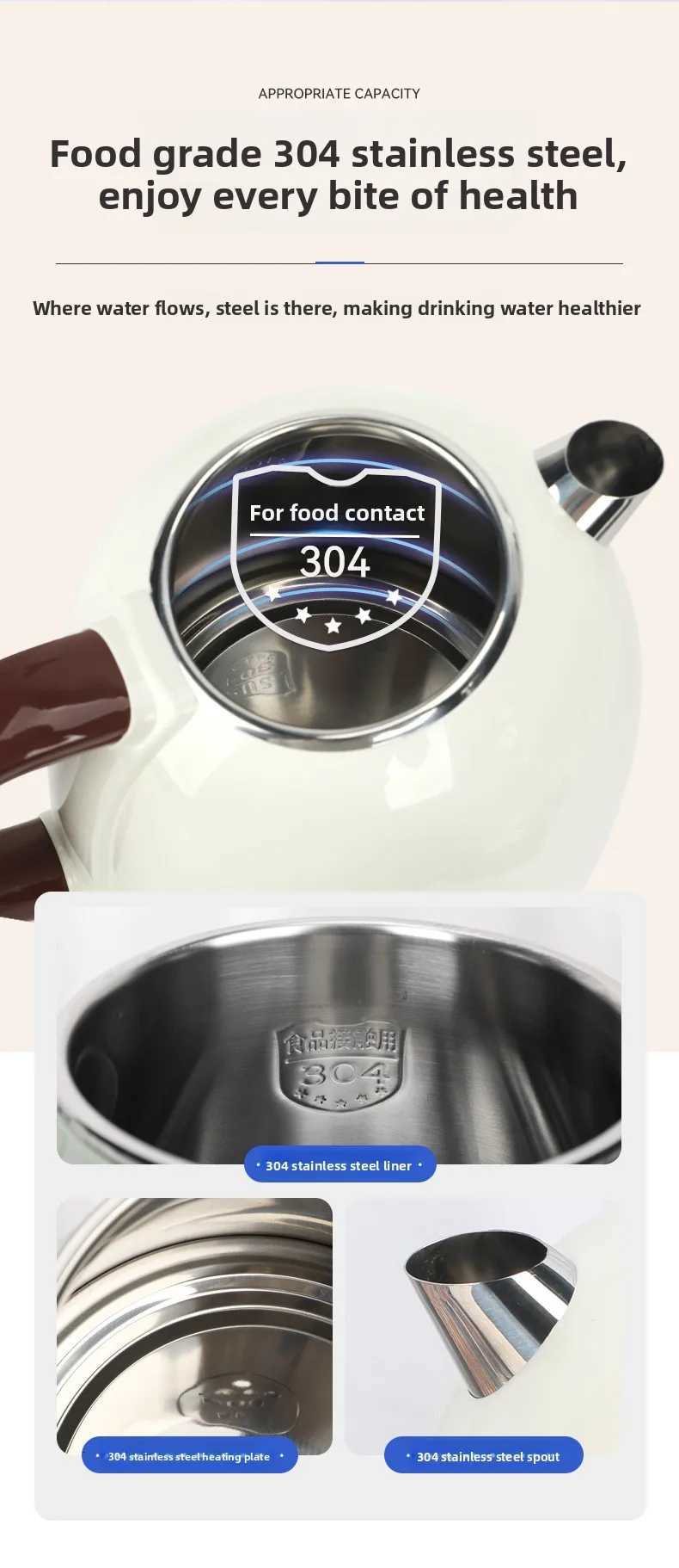 220V European Retro Electric Kettle 304 Stainless Steel Double Layer Household Wholesale OEM Y251114