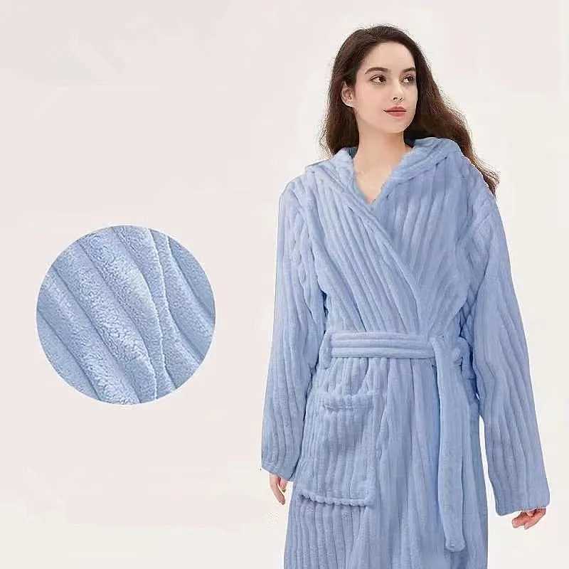 European Thick Warm Hooded Womens Bathrobe New Flannel Coral Fleece Sleepwear Robe Hot Winter Womens Kimono Loose Home Wear C251115