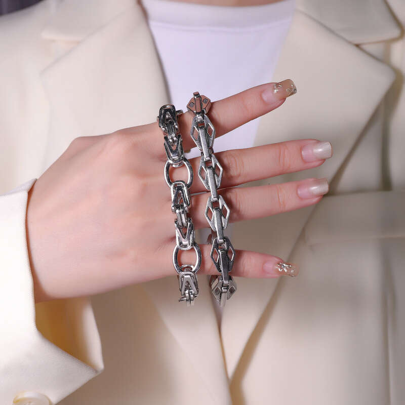 Fashion trend DIY handmade jewelry square stainless steel niche emperor men's and women's bracelet