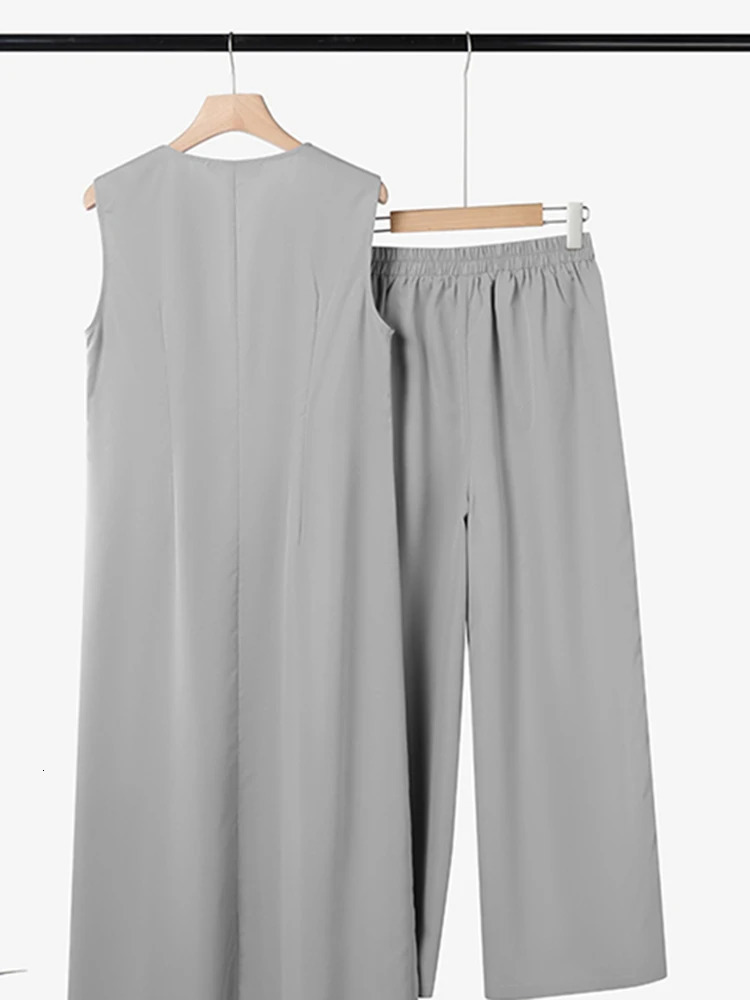 ZANZEA Fashion Summer Wide Leg Pants Set Two Piece Womens Dress 2PCS Elegant Sleeveless Long Shirt Mens Set 250415