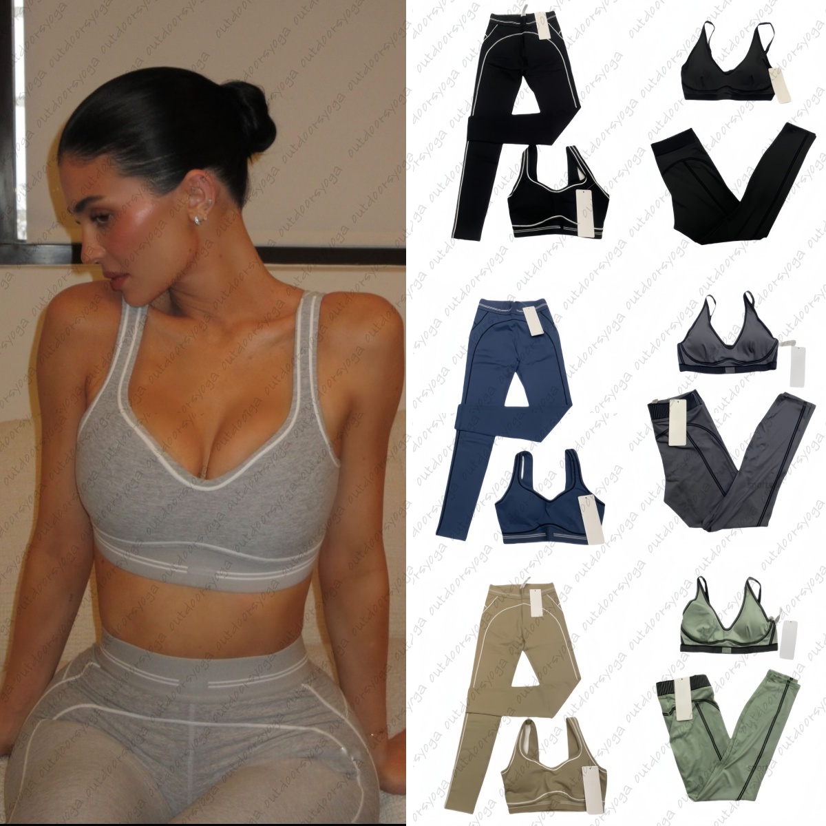 NEW Alosetism Women Clothes Sets Yoga Exercise 2 Piece Bra+Pants High End Minimalist Sports Clothing Sportswear Women Gym Bra Leggings Clothes Sets Pilates Sets