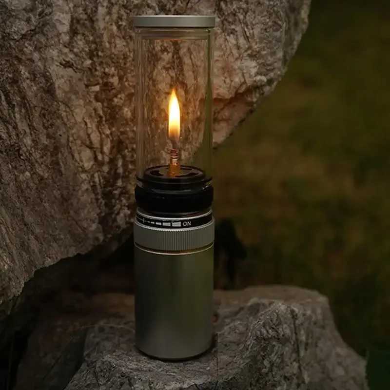 Portable Camping Gas Lamp Outdoor Windproof Candlelight Lantern Adjustable Camp Atmosphere Light Storage Box Camping Accessories M251115