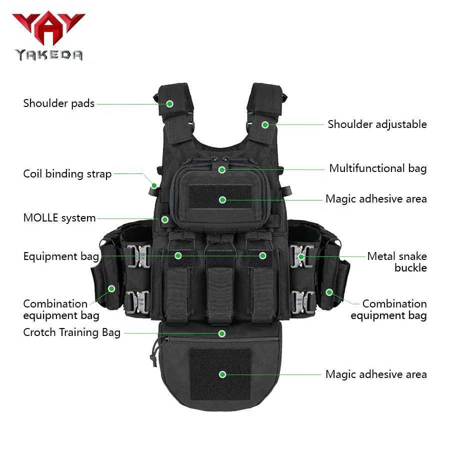 YAKEDA multifunctional full protection training vest MOLLE metal snake buckle quick release outdoor camouflage training vest XJ251114