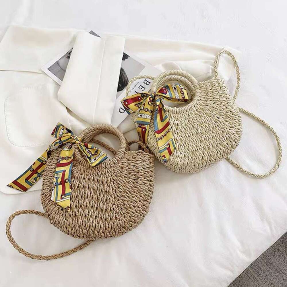 Handmade Beach Bag Instagram Popular Grass Small Round For Crossbody Moon Handmade Woven Hobo DIY Portable Women's Bag Kq2