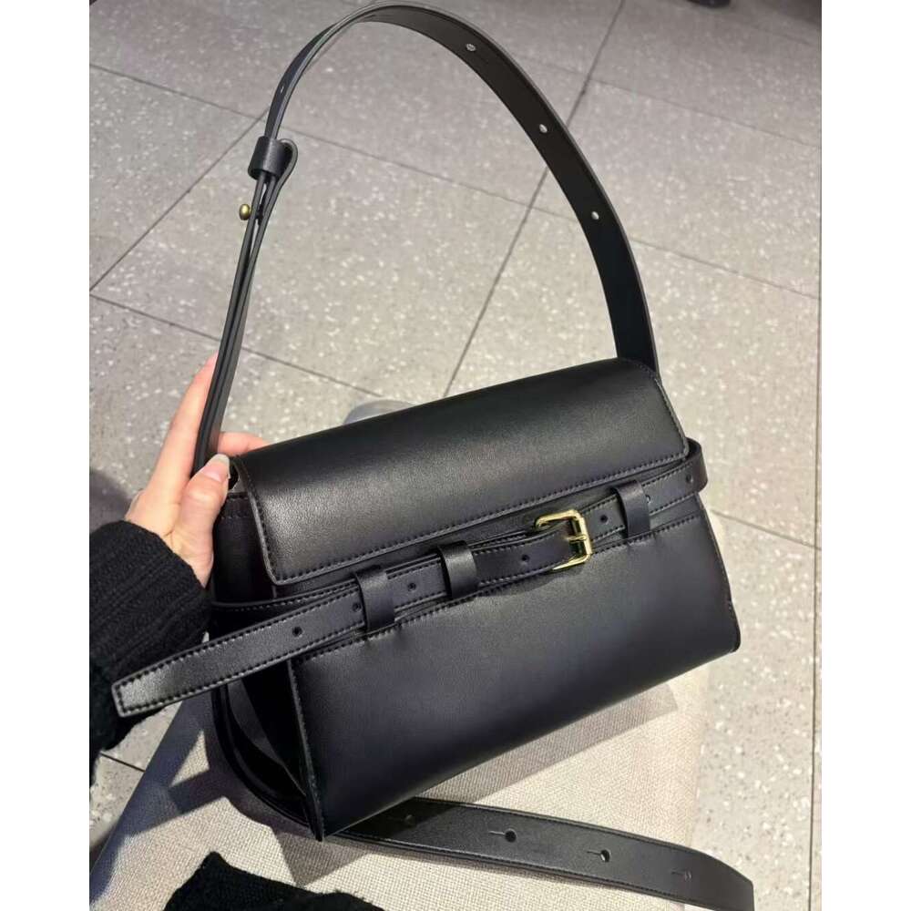 Mm Women's Bags Autumn/Winter New Celebrity Same Style Belt Strap One Shoulder Tote Leather Luxury Trendy Ins Women's Bag