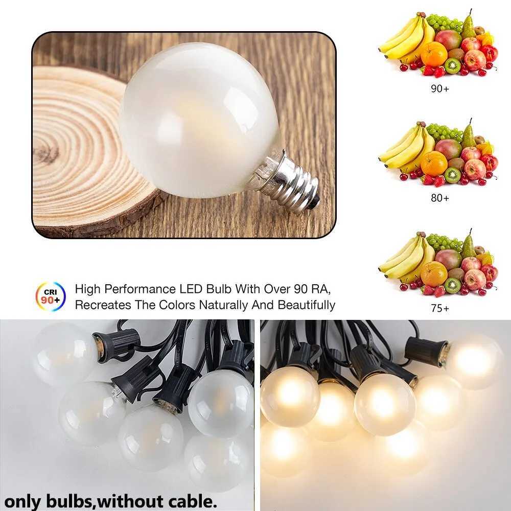 15PCS LED Filament Garland Replace Bulb E12 G40 Frosted White 1W 2700K Backyard Outdoor String Light Replacement Bulb Decorative C251115