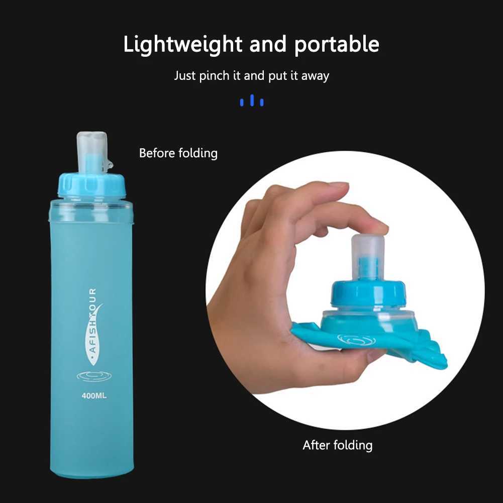 400ml Soft Flask Folding Collapsible Water Bottle TPU BPA Free Water Tank Bag For Running Hydration Pack Bag For Camping HikingW251114