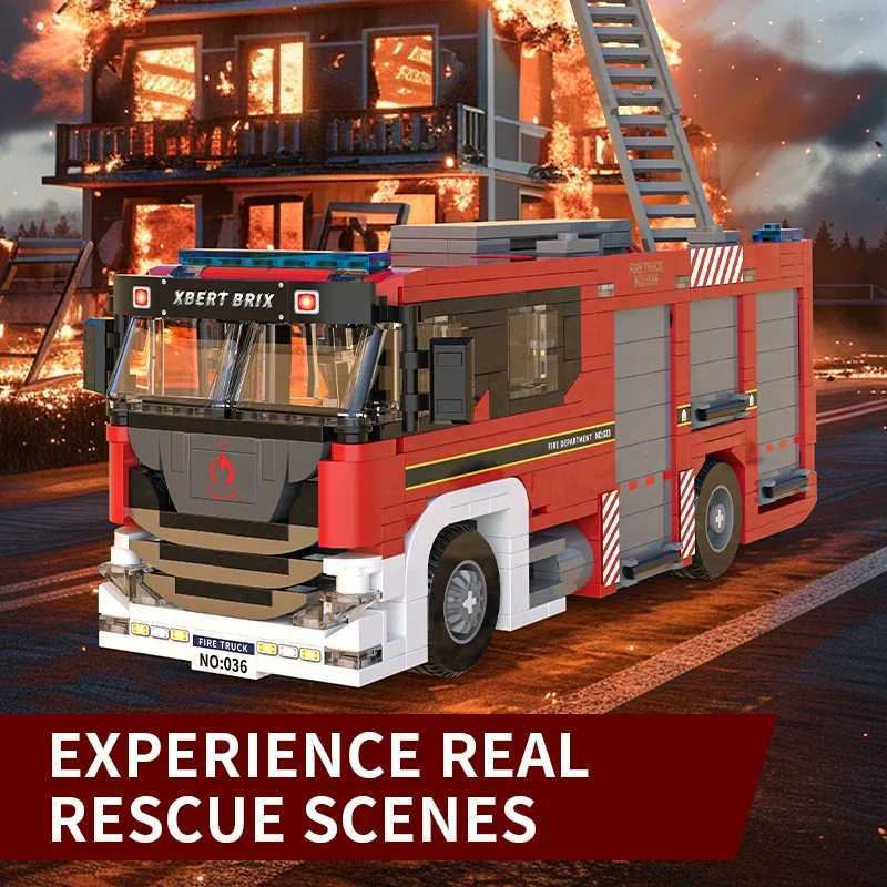 Free shipping 704PCS Fire Truck Building Blocks Ci Engineering Rescue Vehicle Model Bricks Educational DIY Toys Holiday Gifts For Kids