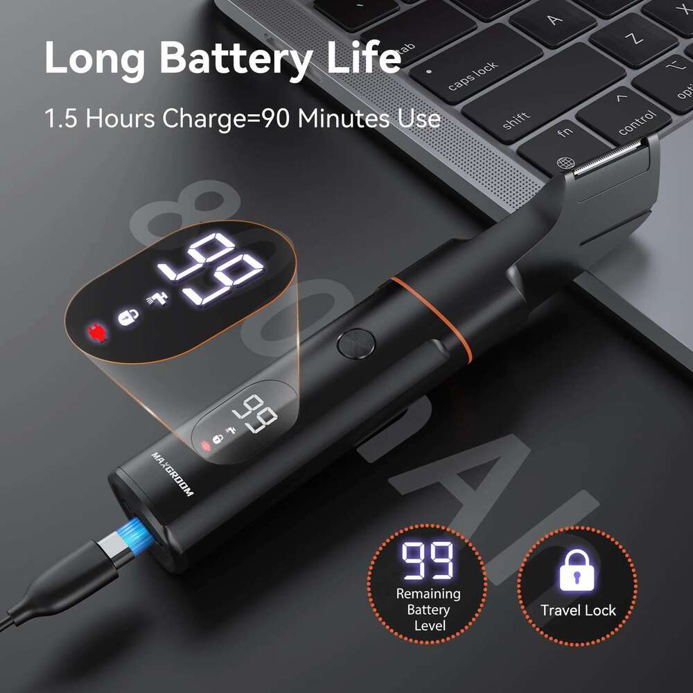 MAXGROOM 4 In 1 Body Kits Men Nose/Beard Trimmer Electric Ipx6 Waterproof Groin Pubic Hair Shaver For Man