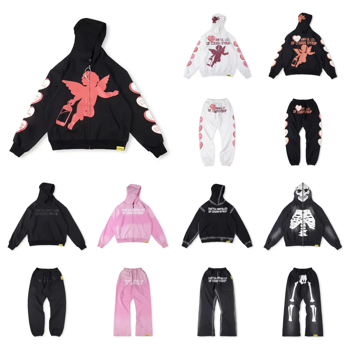 Awful Lot of Caugh Syrup Hoodie T-shirt Premium Crafted Designer Hoodies with Bold Logo Mens T shirts Printed Accents, Paired with Custom Designed Tracksuit Brushed