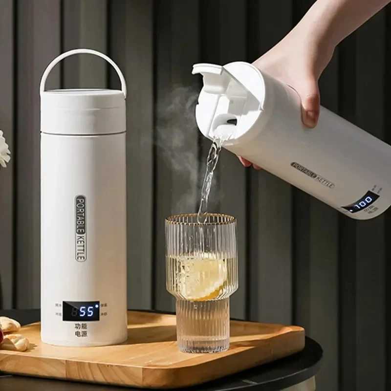 500ML Electric Kettles Portable Tea Coffee Kettle Travel Boil Water Thermal Cup Anti-Scald Water Bottle English Menu Y251114