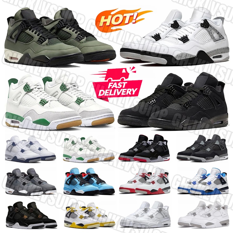 Designer 4 4s basketball shoes mens womens Leather rubber Black Cat White Cement Navy Blue Bred Cool Grey mens outdoors traiers sports sneakers