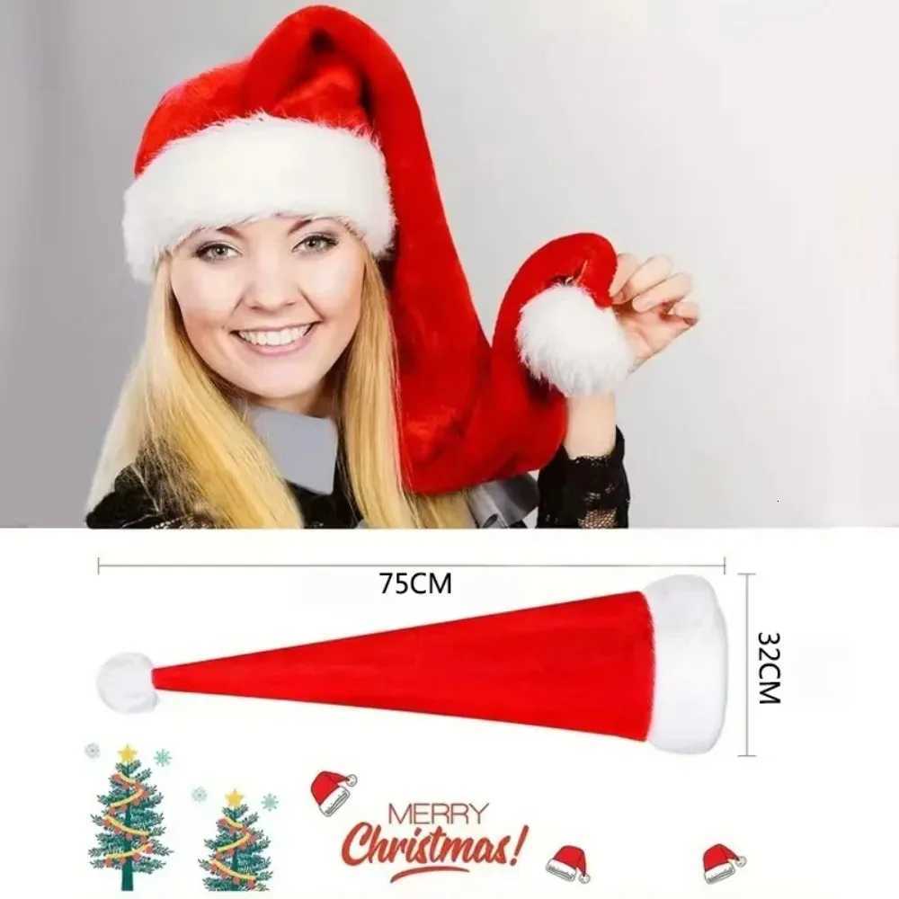 Super Long Christmas Hats Soft Comfortable Velvet Christmas Hat Kids Adult Thickened Santa Claus Caps Christmas Decorations Y251115
