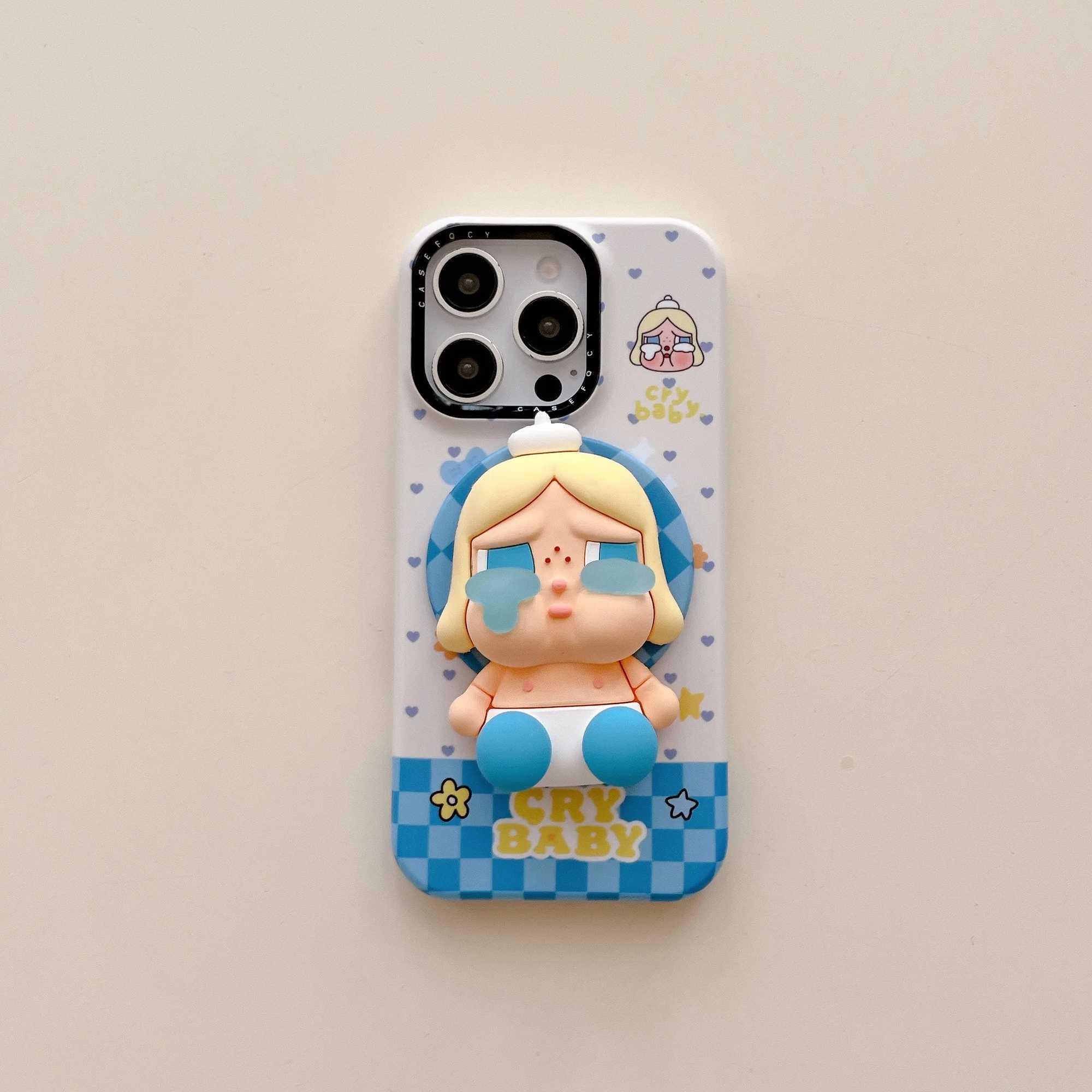 Korean Cute Plaid Pattern Girl Magnetic Phone Case For iPhone 16 Pro 15 14 Pro Max Cover with Stand Holder For J251202