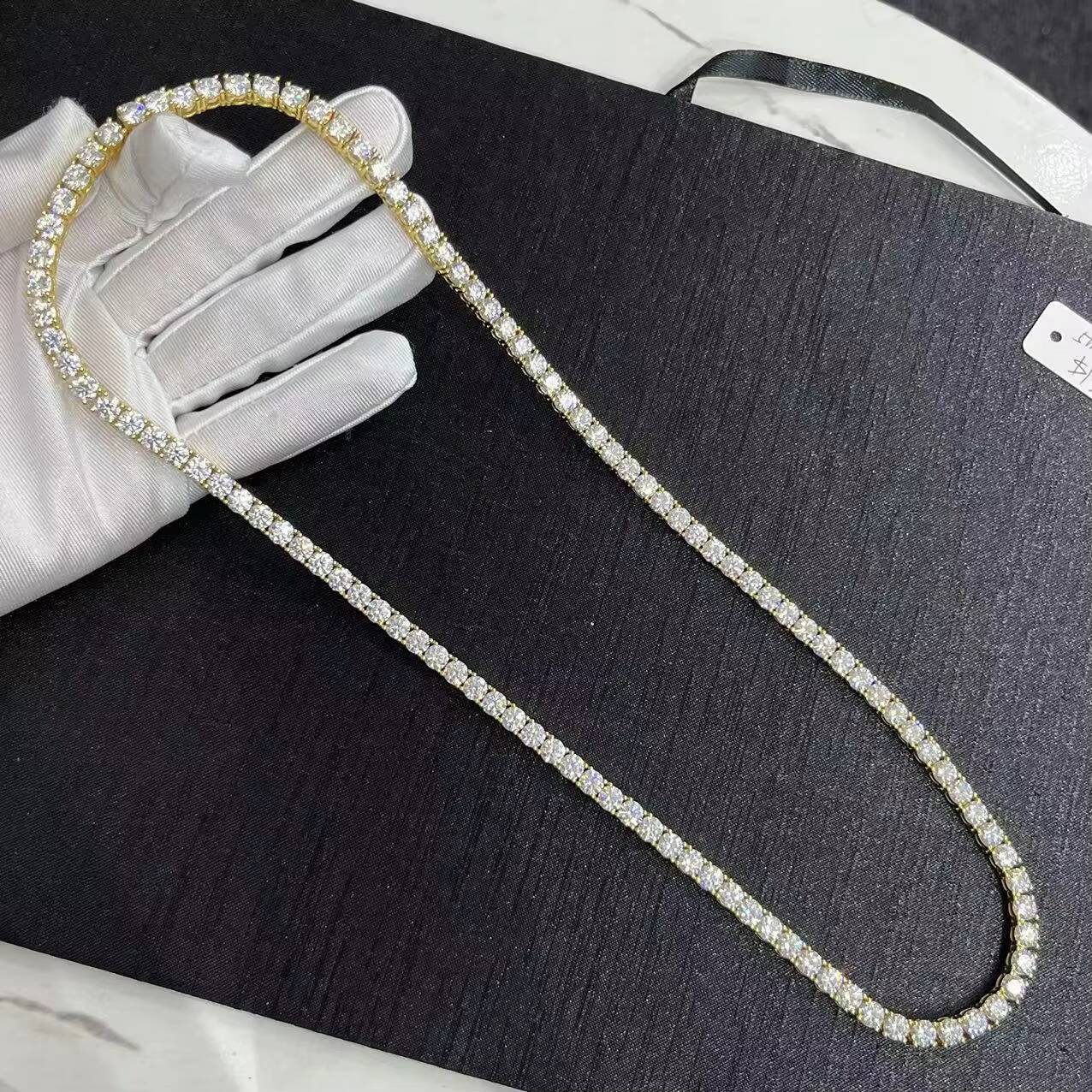 Luxury Real Diamond Tennis Chain Jewelry 5MM 22 Inches Gold Moissanite Tennis Chain Necklace