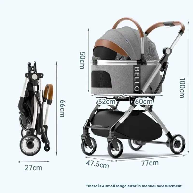 Foldable lightweight pet travel cart with aluminum tube pull rod pet cart foldable pet cart X250415