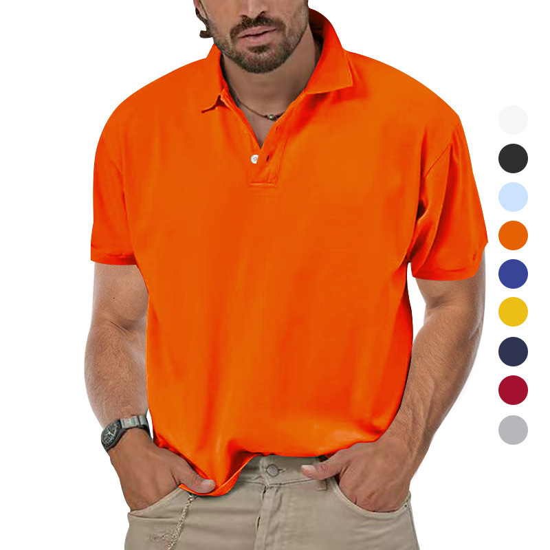 2025 new pearl ground polo shirt casual collar solid color short sleeved men's clothing