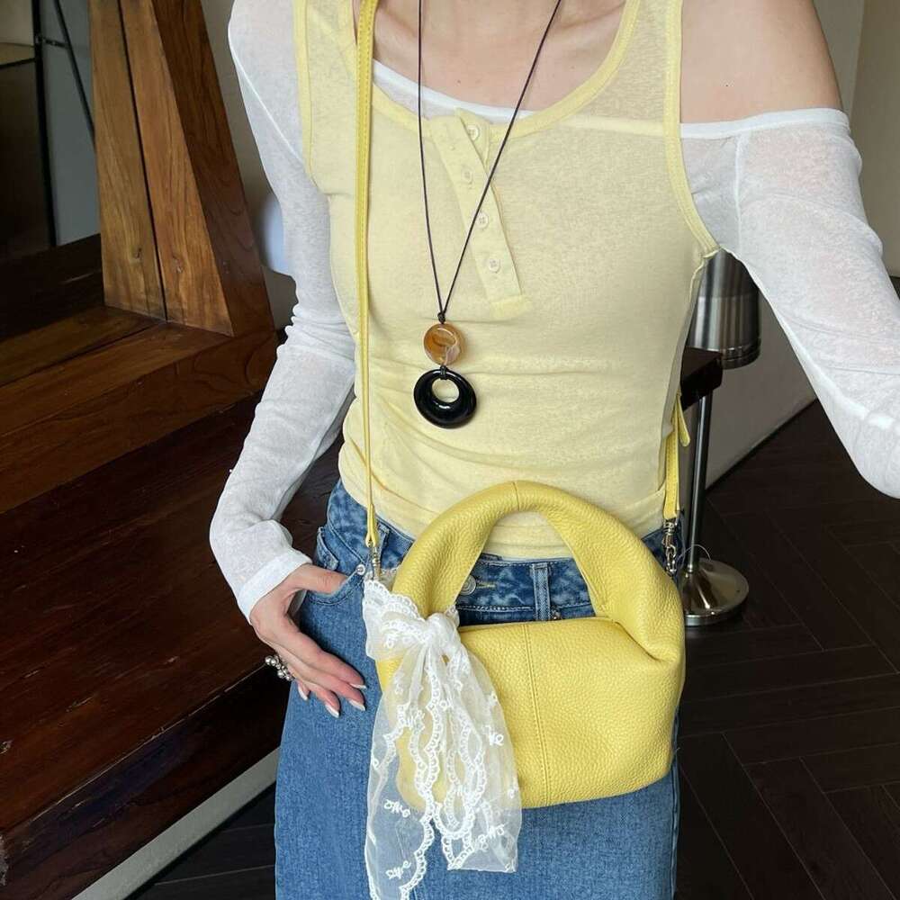Mm Women's Bags Niche Handbag New Cloud Baotou Layered Leather Folded Dumpling Versatile Crossbody Bag Female Sweet Style